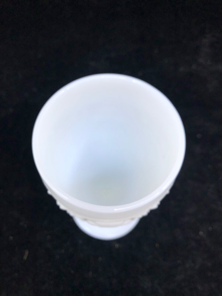 2 VTG WHITE FOOTED HOBNAIL GLASSES.