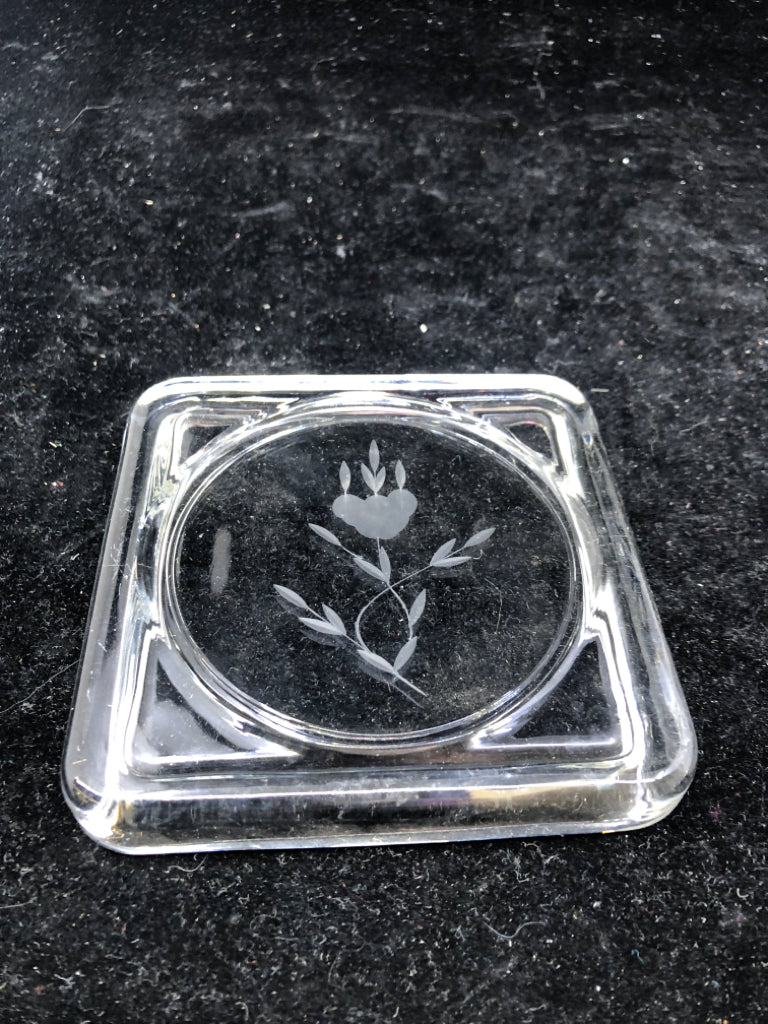 2 VTG FLORAL ETCHED COASTERS.