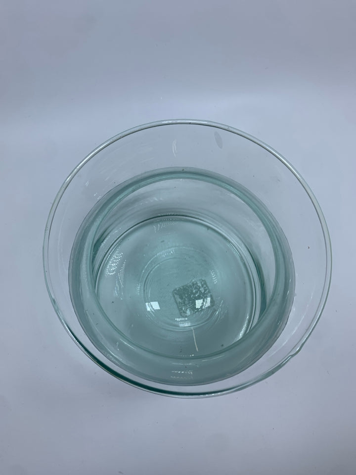 SM GREEN-TINTED GLASS SPANISH VASE.
