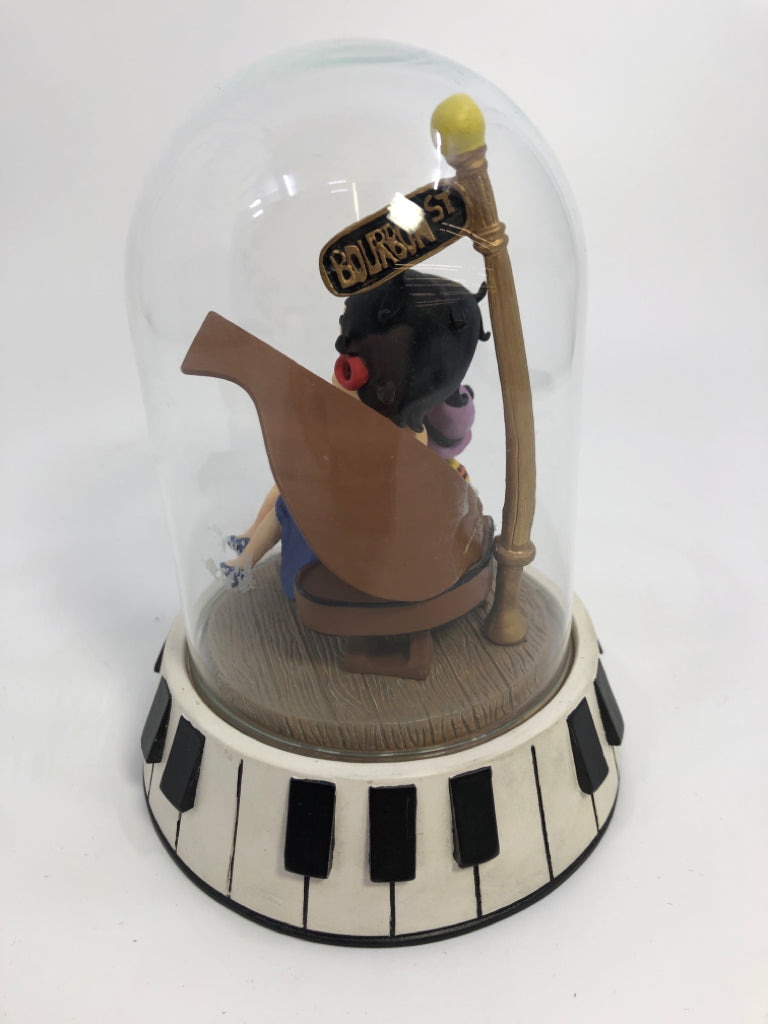 BETTY BOOP "BOURBON STREET" HAND PAINTED SCULPTURE IN GLASS DOME CASE.