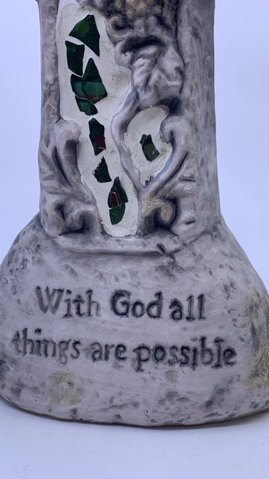 WITH GOD STONE CROSS W/ GLASS EMBEDDED.