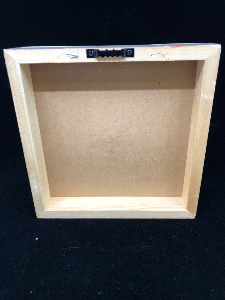 CHASE THE SUN TEAL ON WOOD BLOCK WALL HANGING.