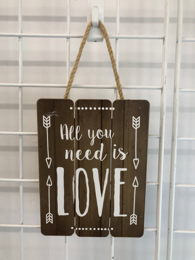 ALL YOU NEED IS LOVE WOOD WALL HANGING.