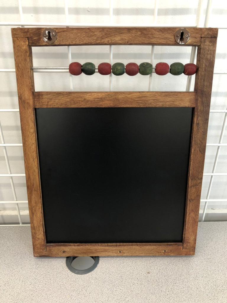 PRIMITIVE CHALKBOARD W/BEADS.