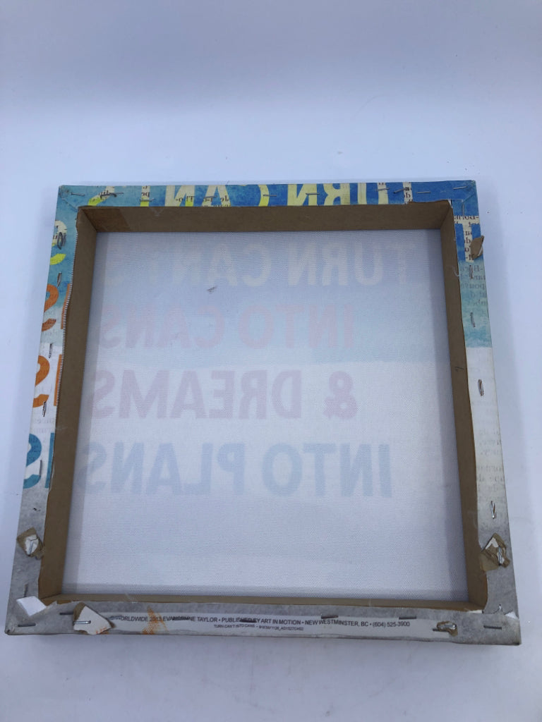 BLUE AND GREY TURN CAN'TS CANVAS WALL ART.