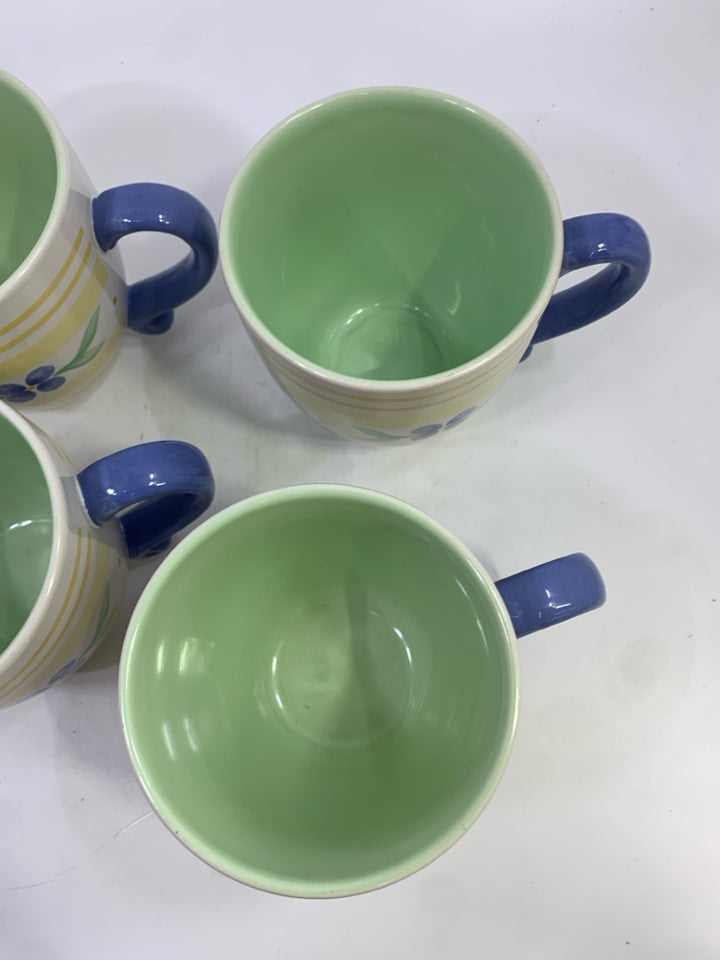 4 SUMMER BREEZE PFALTZGRAFF COFFEE MUGS.