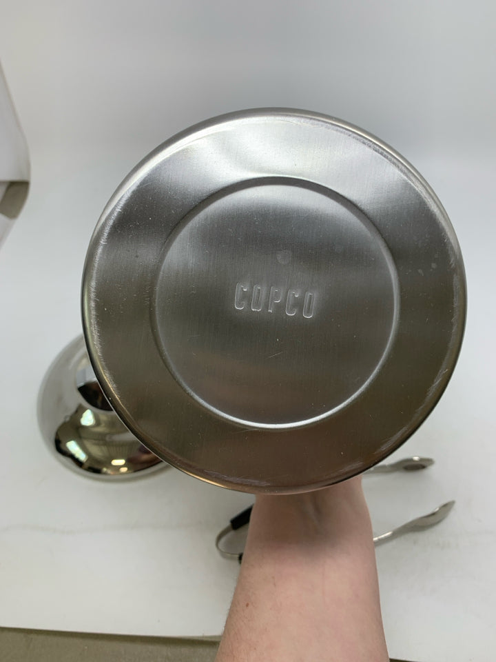 2 PC STAINLESS STEEL ICE BUCKET LID/TONGS.