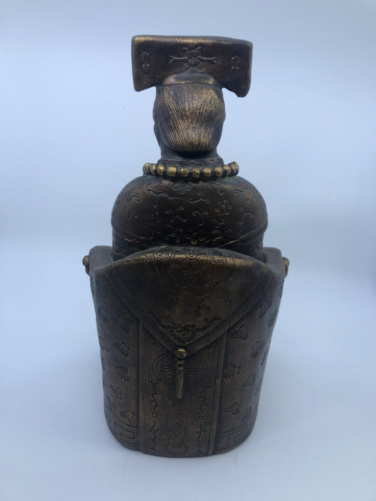 GOLD/BRONZE SITTING BUDDHA WOOD STATUE.