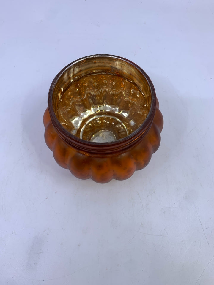 GOLDEN MERCURY GLASS CANDLE HOLDER.