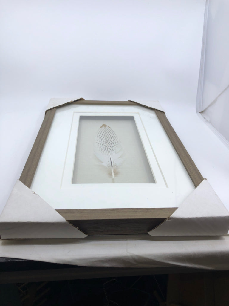 NIP FEATHER SHADOW BOX WALL ART.