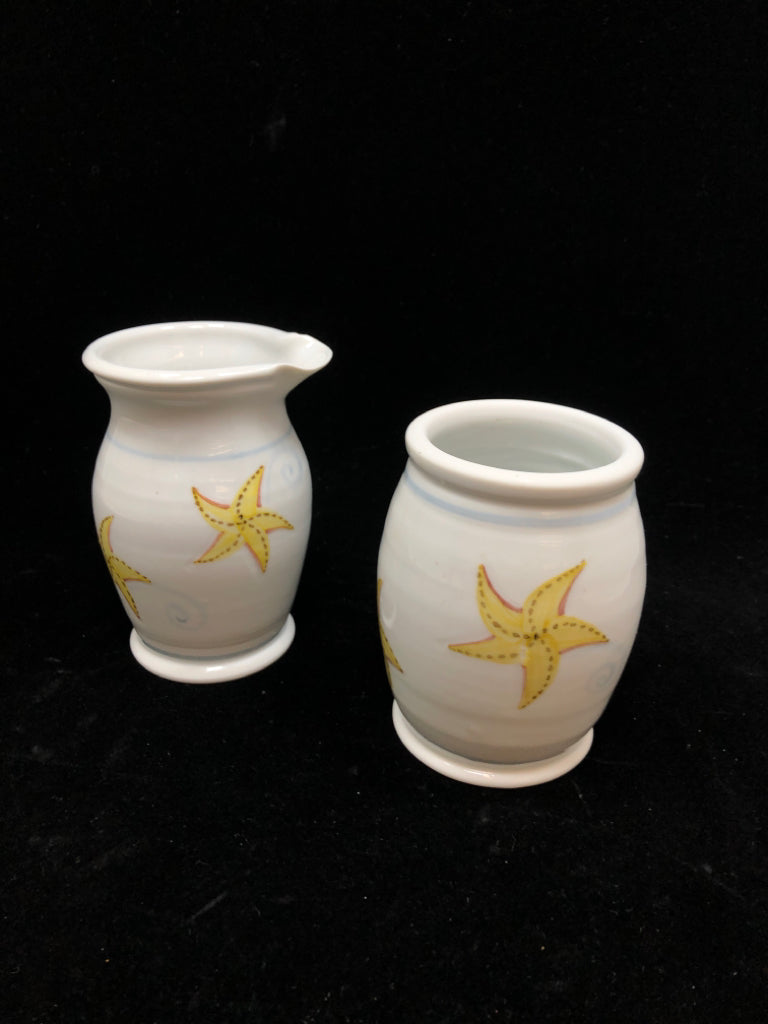 2PC STARFISH CERAMIC CREAMER + OPEN SUGAR.
