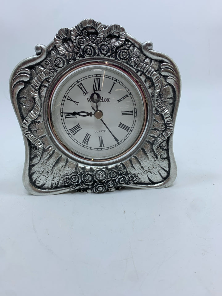 SM WESTCLOX SILVER CLOCK.