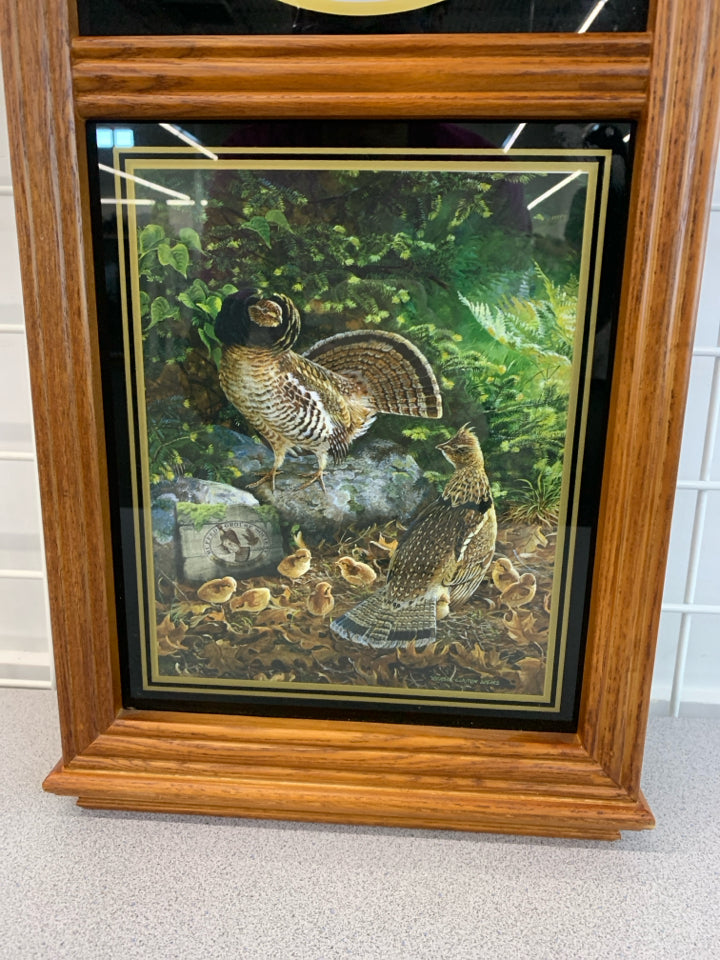 WILD WINGS CLOCK W/QUAILS PICTURE.