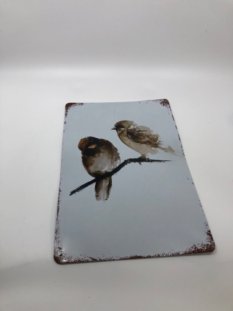 BIRDS ON BRANCH METAL SIGN.