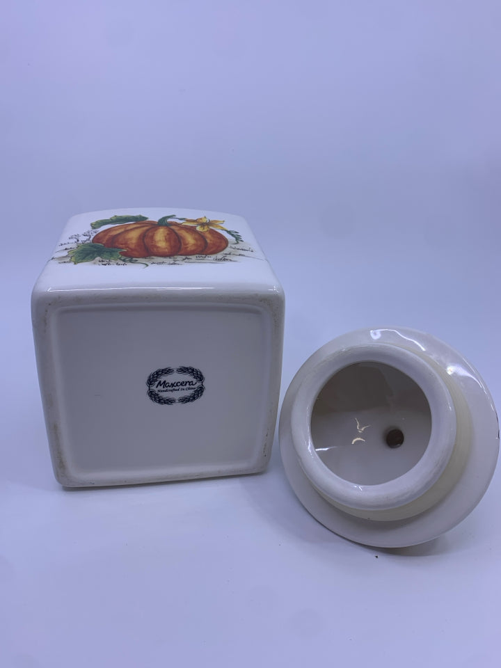 WHITE SQUARE PUMPKIN CANISTER.
