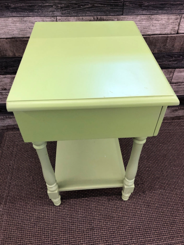 BRIGHT GREEN END TABLE.