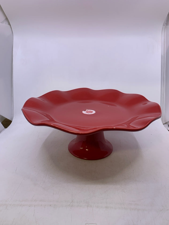 RED CERAMIC W/ WAVY EDGE.