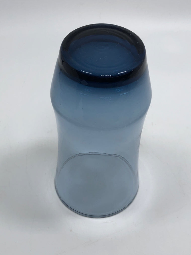 6 BLUE GLASS LIBBY TUMBLERS.
