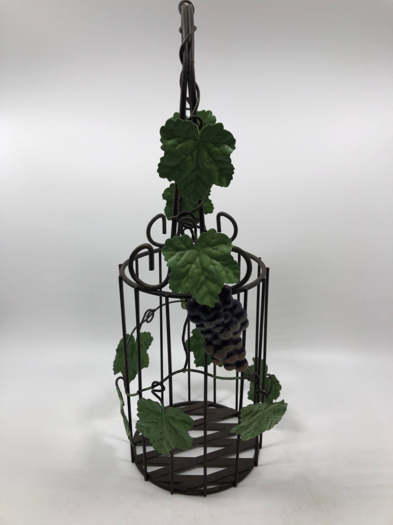 METAL GRAPE/LEAF WINE HOLDER.