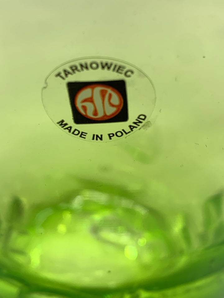 BRIGHT GREEN BUBBLE VASE MADE IN POLAND.