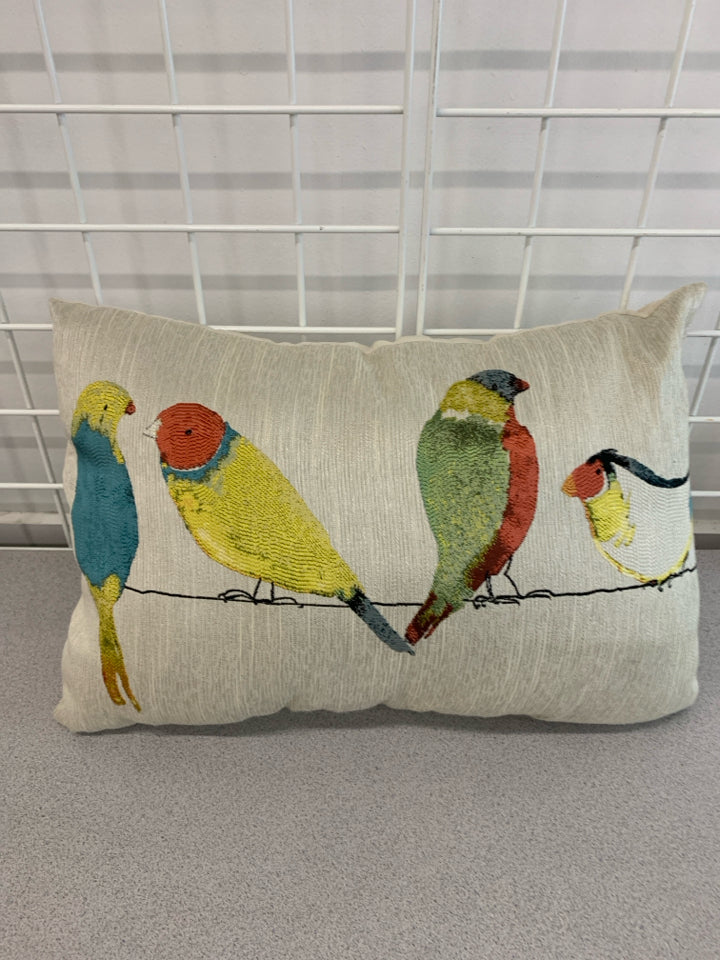 BIRDS ON WIRE PILLOW.
