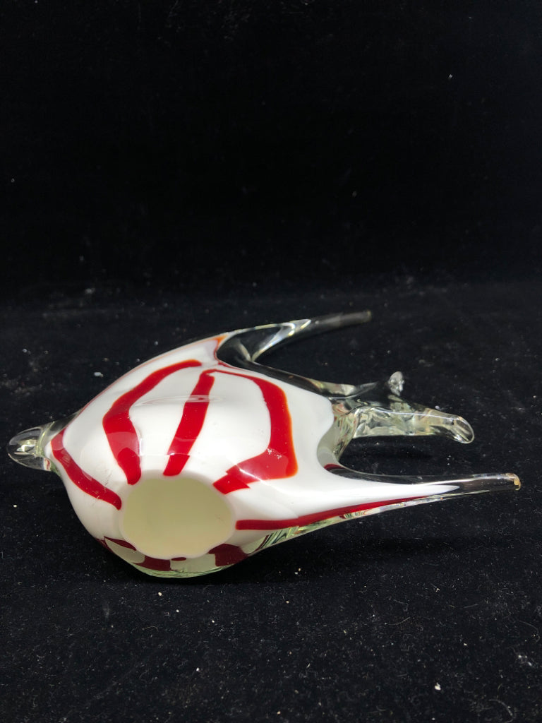 RED AND WHITE GLASS FISH.