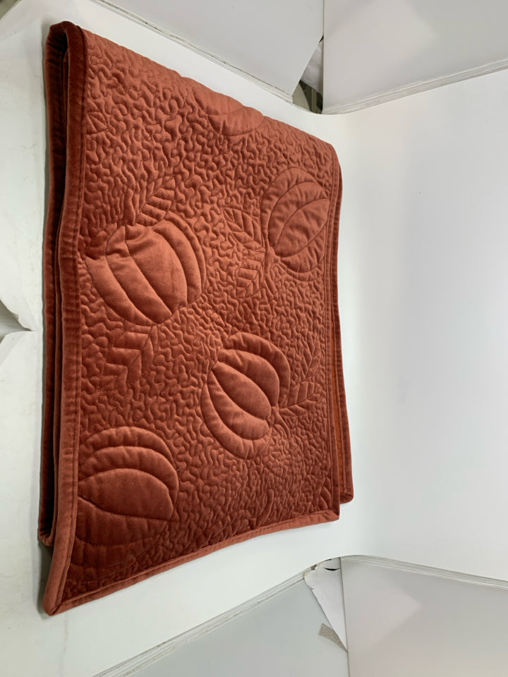 EMBOSSED PUMPKINS BURNT ORANGE VELOUR TABLE RUNNER.
