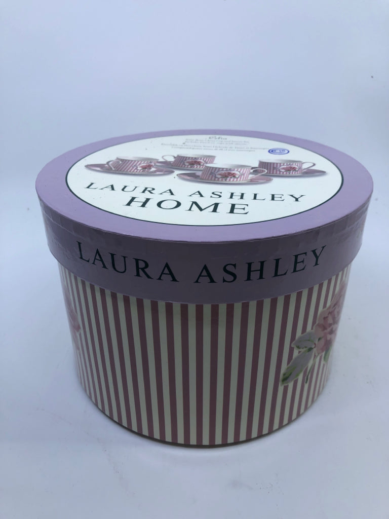 LAURA ASHLEY TEACUP/SAUCER SET W/BOX.