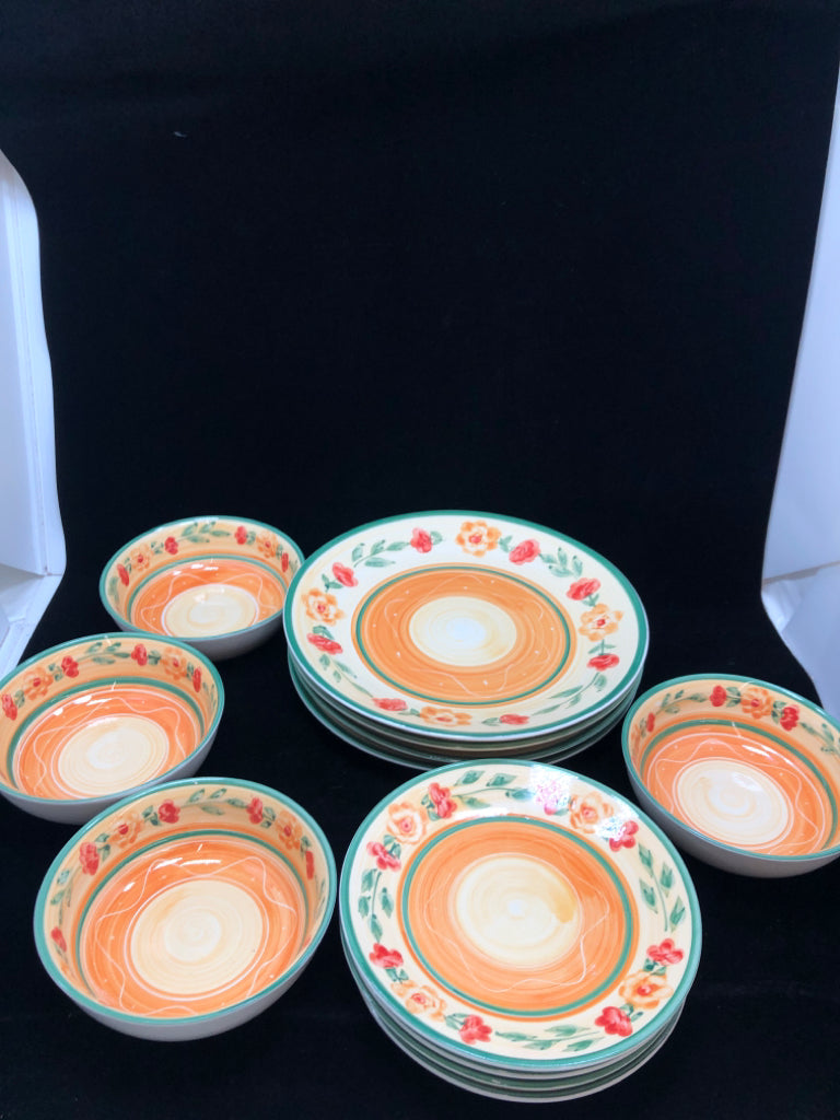 12PC FLORAL TERRACE SVC FOR 4.