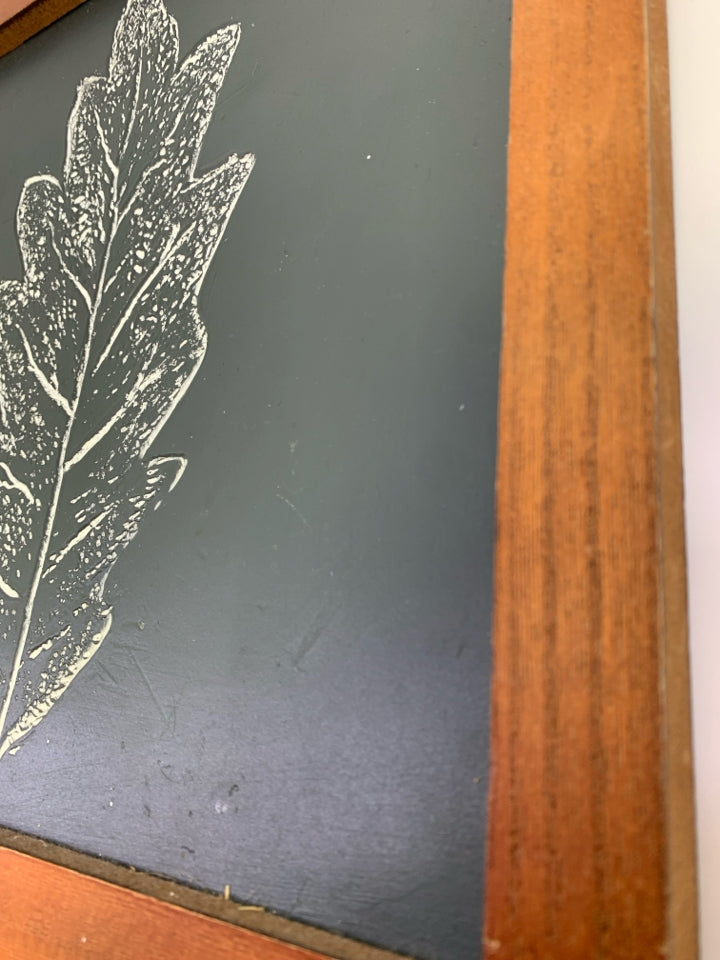 WHITE OAK LEAF GREEN FRAMED WALL HANGING.