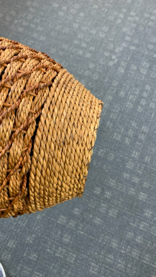 WOVEN BASKET FLOOR VASE.