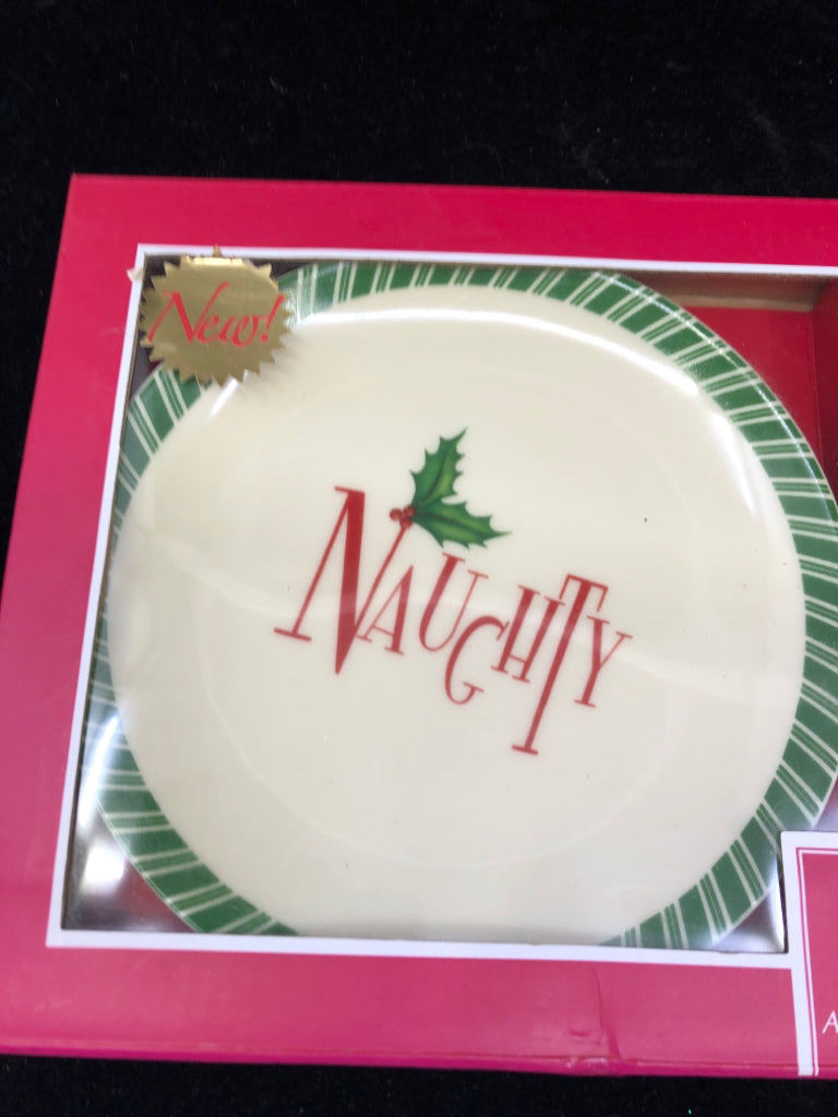NIB 2 NAUGHTY/NICE PLATES LENOX.