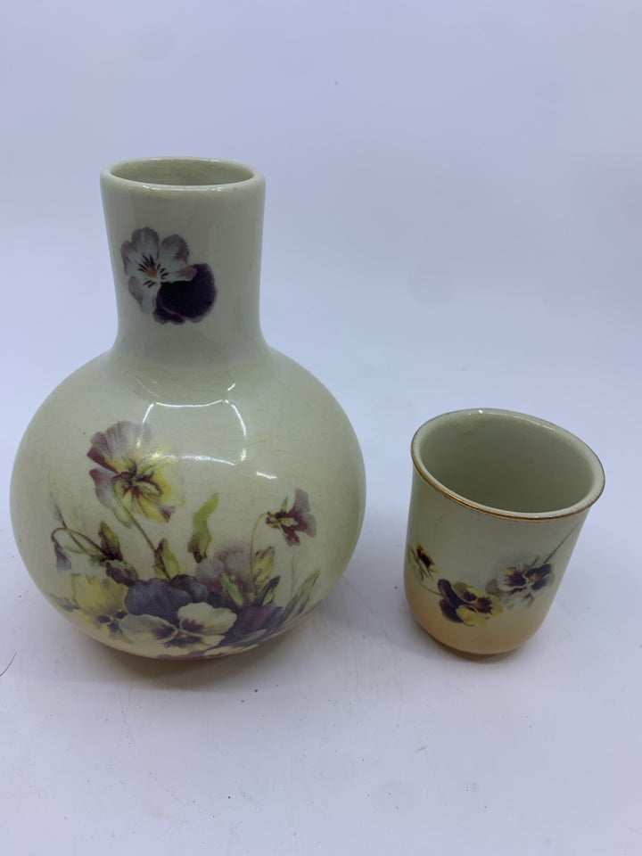 PANSIES CERAMIC BED SIDE CUP/PITCHER.