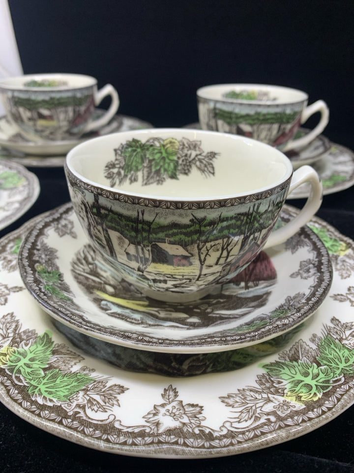 18PC VTG DESSERT SET- 6 CUPS, 6 DESSERT PLATES, 6 SAUCERS.