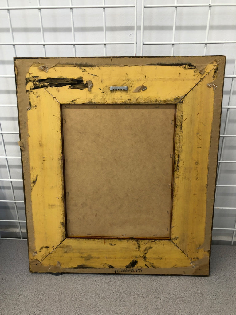 LEMONS PRINT IN ORNATE BROWN FRAME.