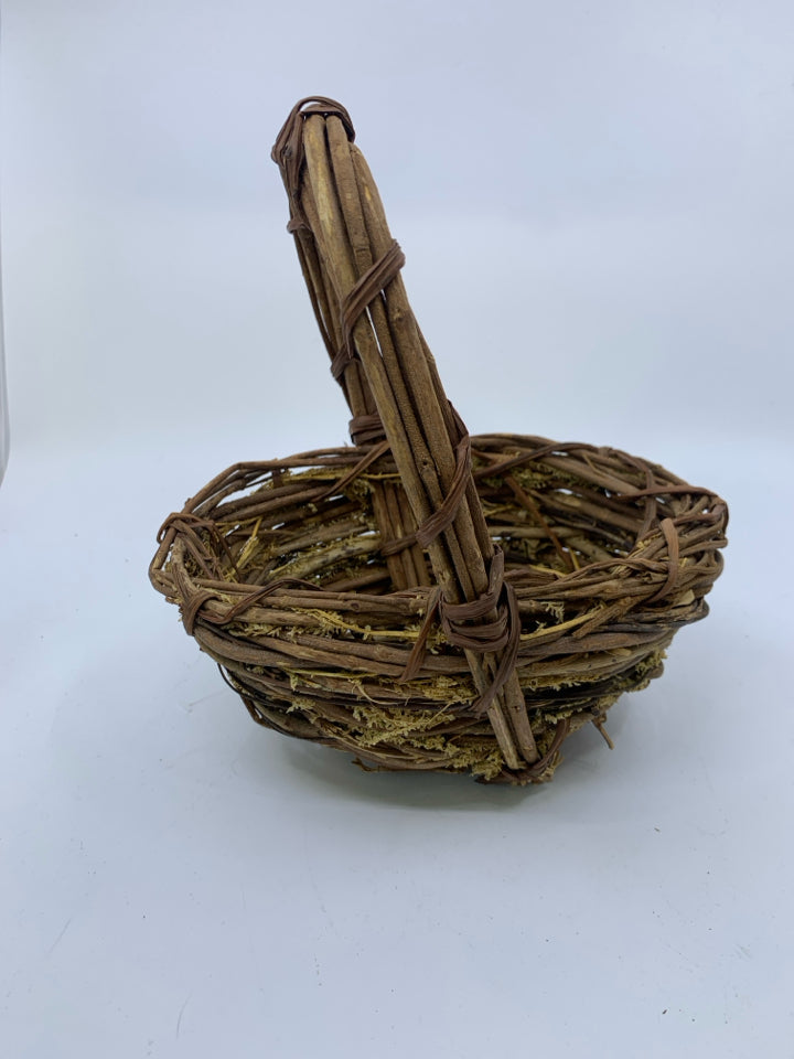 RUSTIC STICK SMALL WOVEN BASKET.