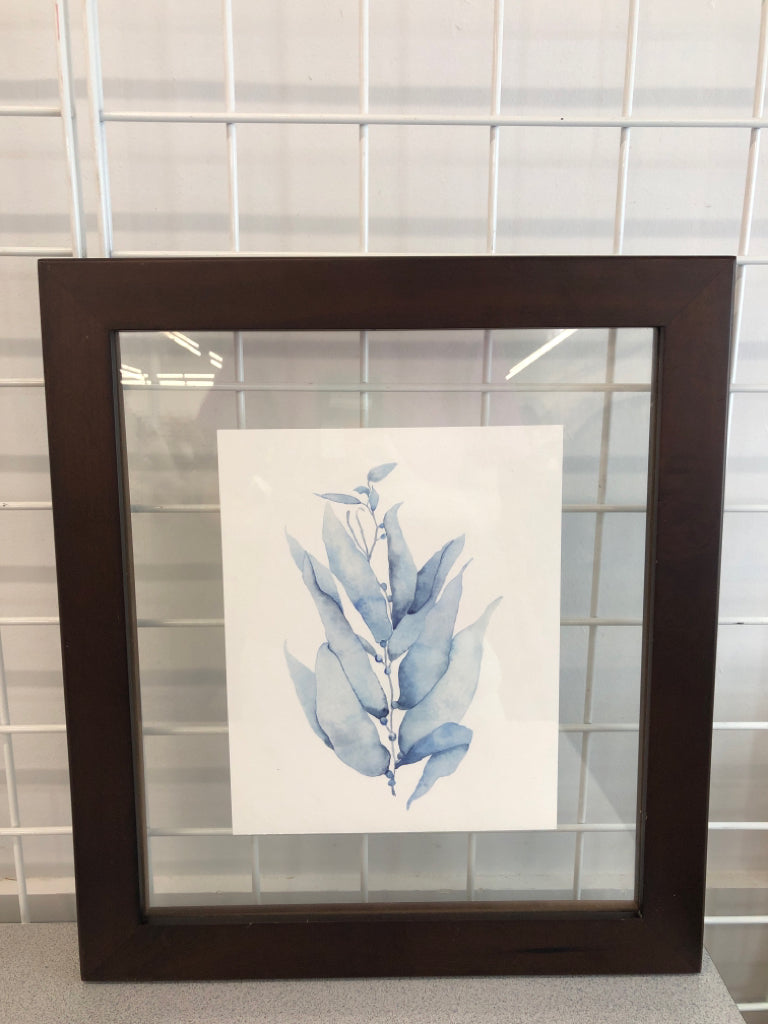 BLUE WATERCOLOR PAINTING FRAMED.
