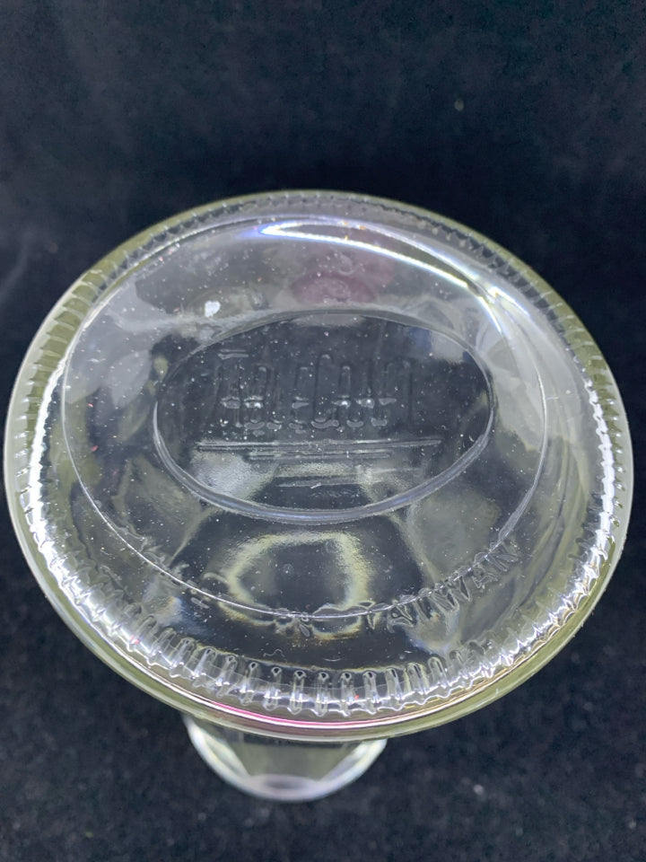 GLASS HAIR COMB CLEANER W/ METAL TOP+INSERT.
