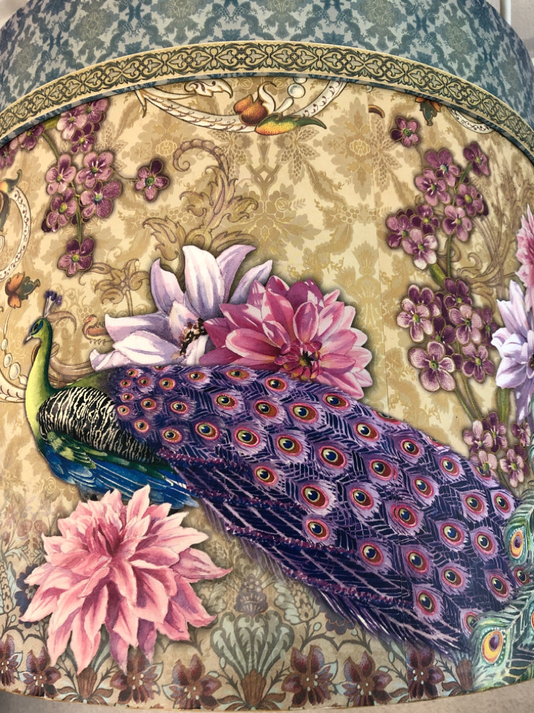 COLORFUL PEACOCK STORAGE BIN.