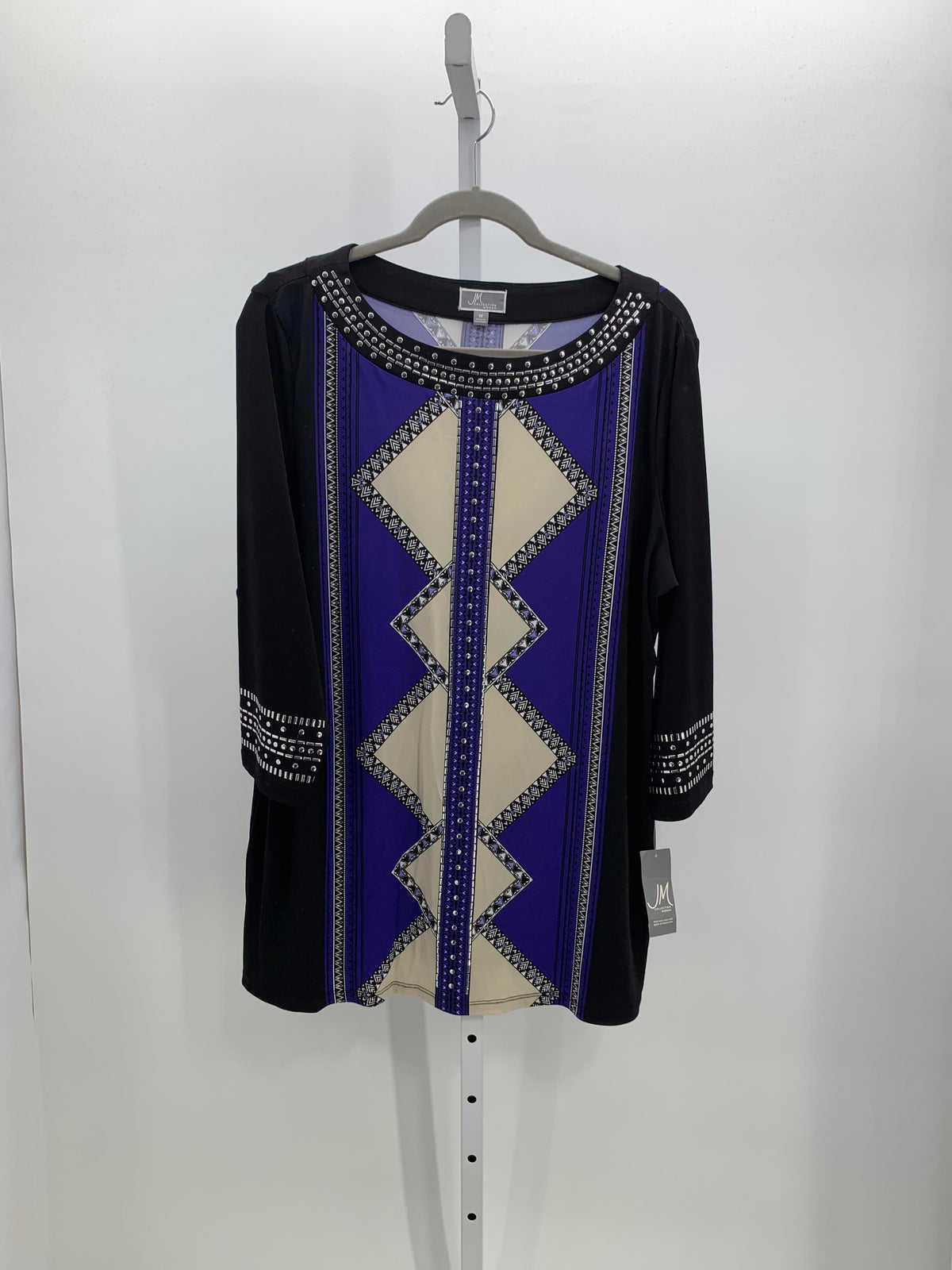 JM Collection Size 1X Womens 3/4 Sleeve Shirt
