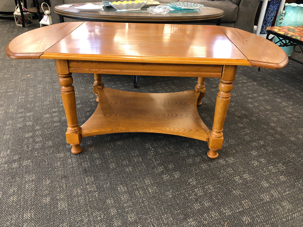 BLONDE DROP LEAF COFFEE TABLE- BERNIE AND PHYILS.