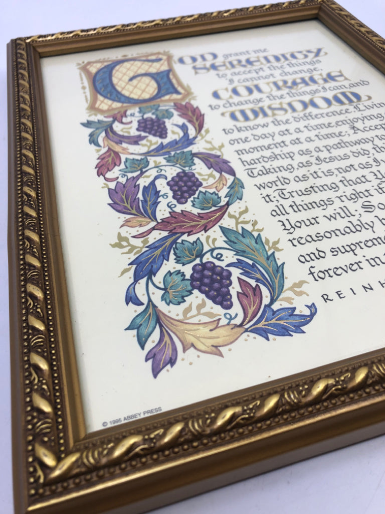 "GOD GRANT ME" IN GOLD FRAME.