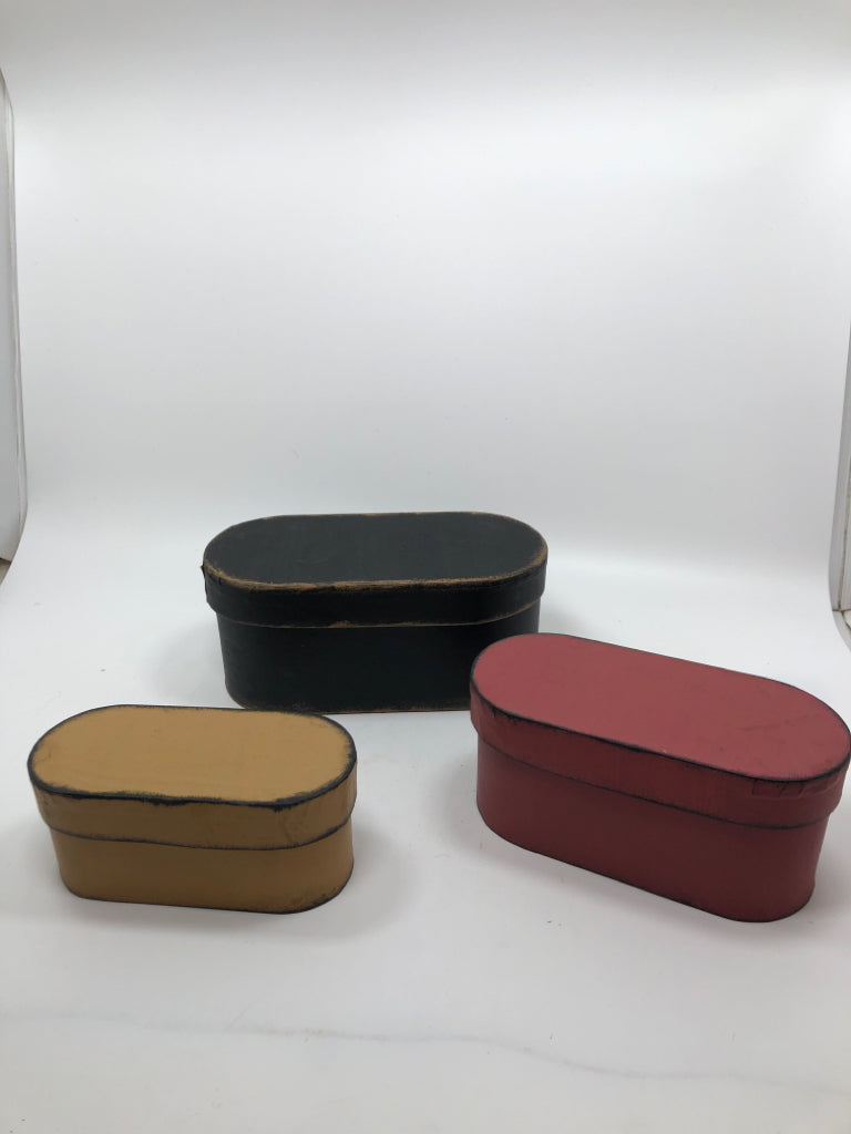 3PC PRIMITIVE OVAL NESTING BOXES.