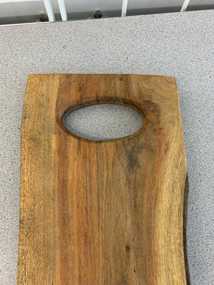 LONG LIVE-EDGE WOOD CHARCUTERIE BOARD.