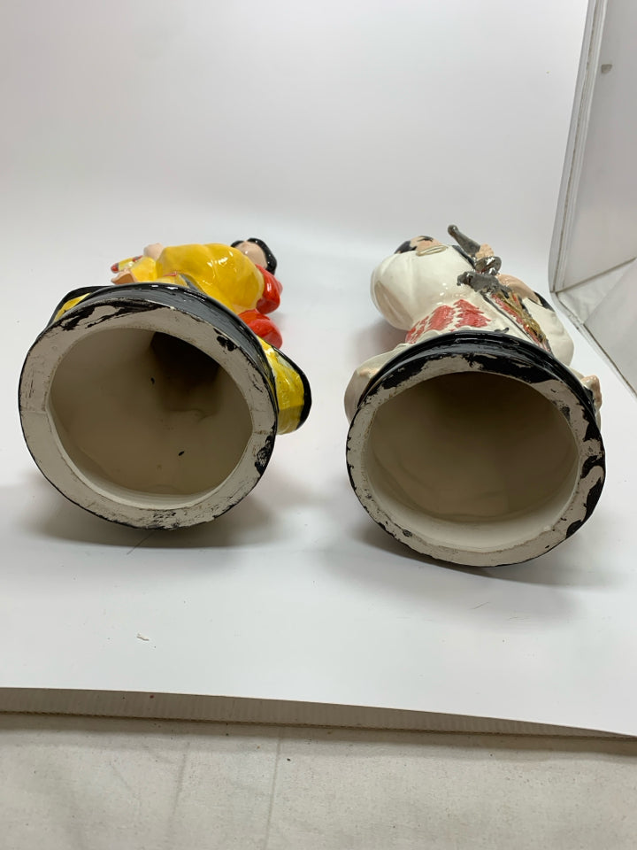 2 VTG CHINESE COUPLE CERAMIC FIGURINES.