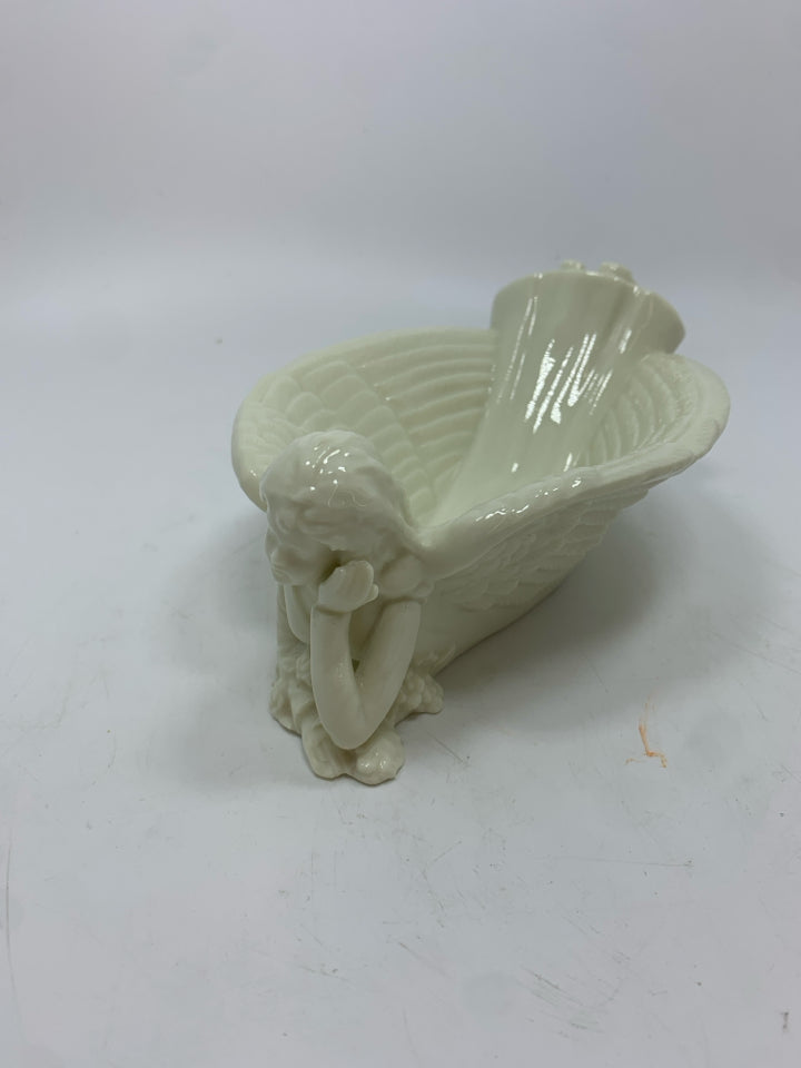 PORCELAIN ANGEL DISH.