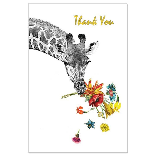 Floral Giraffe Thanks, Thank You Card