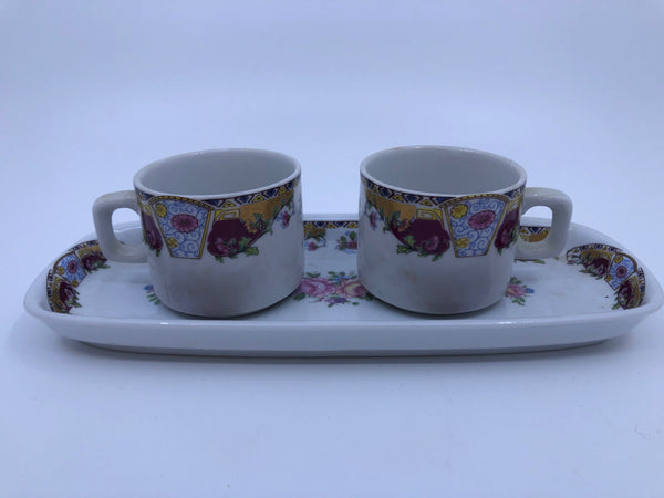 LIMGOES TRAY AND 2 SMALL TEA CUPS.