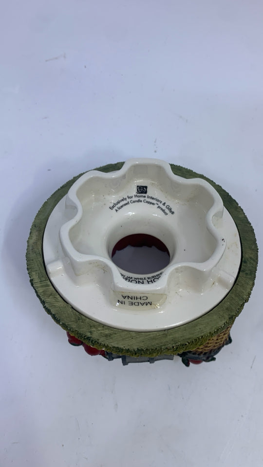 CERAMIC APPLES IN BASKETS CANDLE TOPPER.