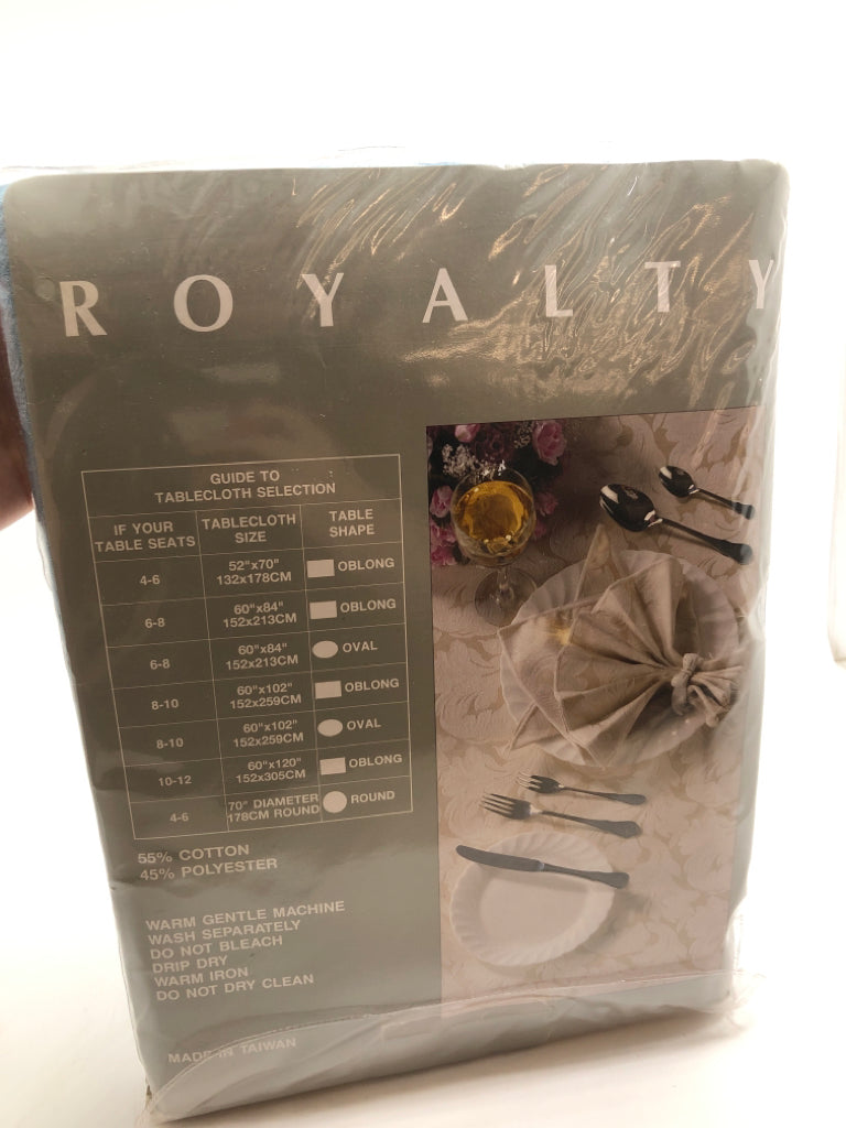 NIP BLUE ROYALTY OBLONG TABLE CLOTH.